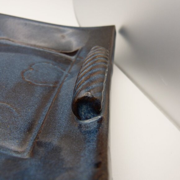 Thomas Pottery Seagrove North Carolina Tibit Tray Blue Glaze Retired - Picture 9 of 12